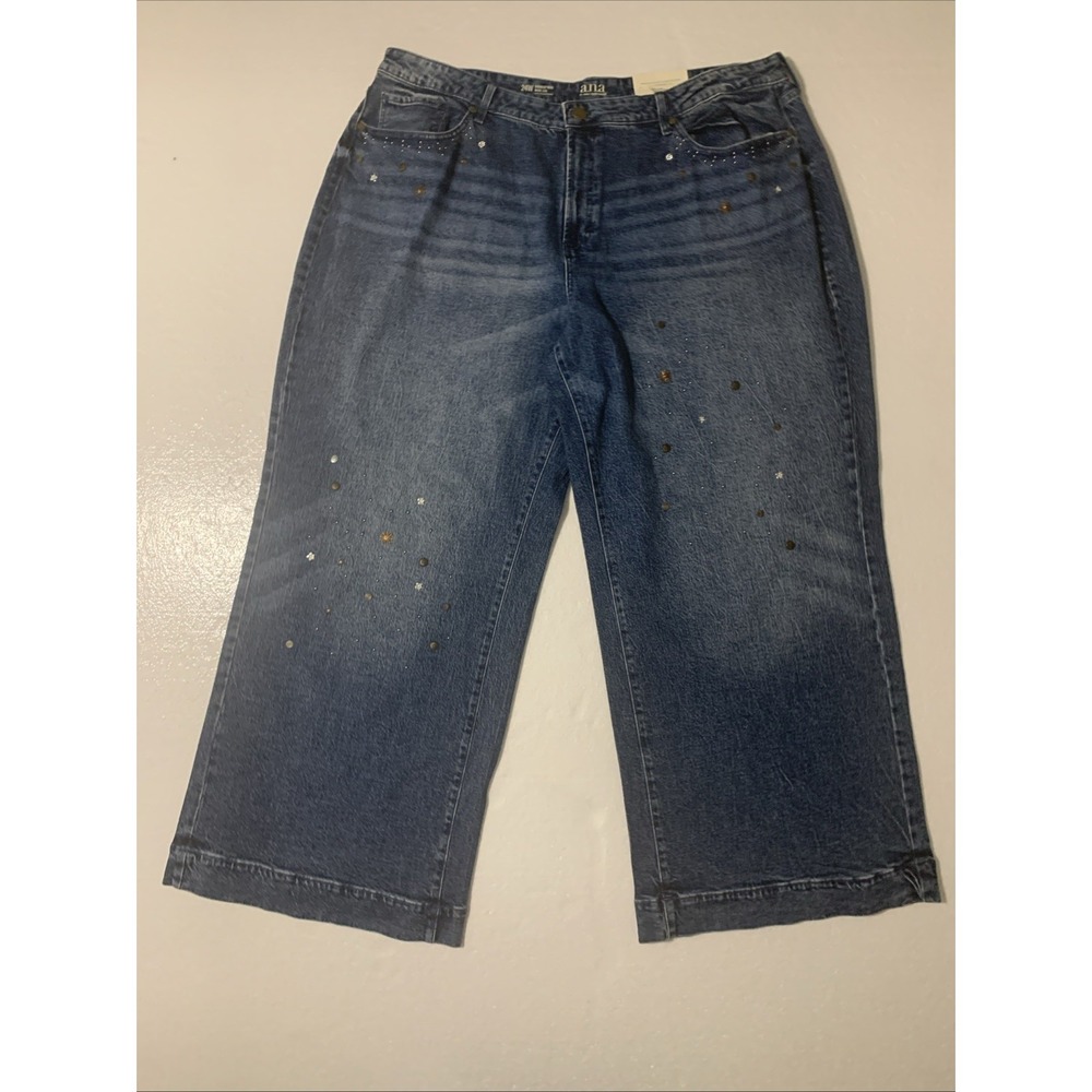 Ana A New Approach Embellished Women's Highest Rise Wide Leg Jeans Plus 22W